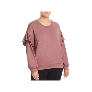 ELAN Womens Burgundy Dropped Shoulder Cuffed Sleeve Wear To Work Top Plus 2X